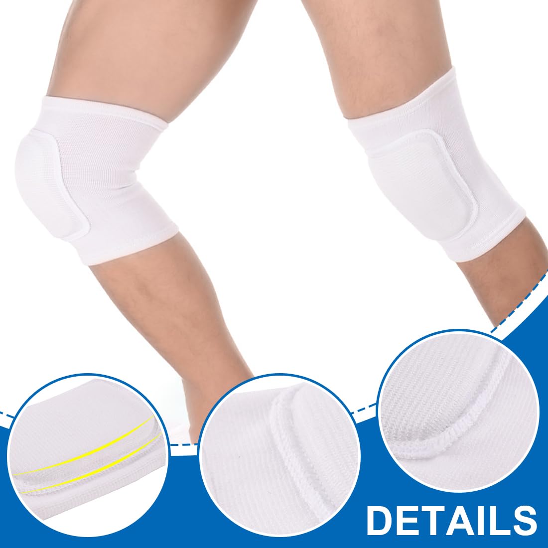 EIHI Genouillères de Protection Sport Antidérapante Soft Knee Pad Volleyball Course Danse Tennis Blanc L