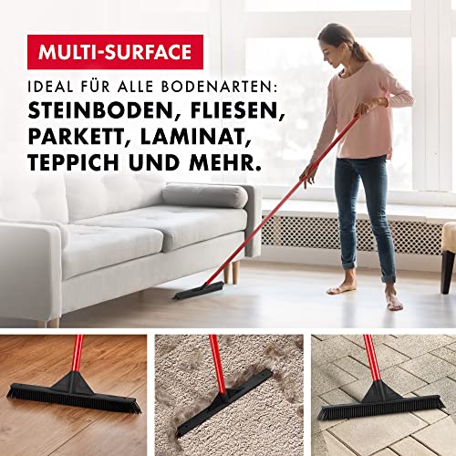 Tyroler Staubfänger Gummibesen mit Stiel | Kehrbesen-Kopf aus 100% Naturkautschuk 41 cm | Besen mit Stiel und 140 cm Anti-Rost-Griff | | Besen Innen | Gummibesen Tierhaare – Bild 8