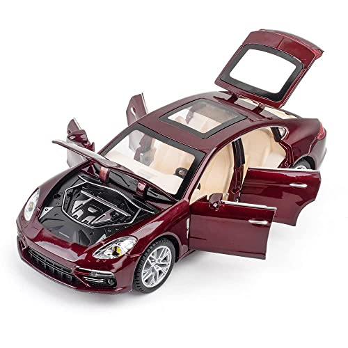 Image of DEUSON ECOM 1:24 Panamera Toy Car for Kids Diecast Metal Toy Car Light Sound Pull Back Openable Door Toys Cars, Black