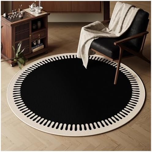 Beige Non-Slip Round Floor Mat 140cm for Office & Home, TPR Backing Chair Cushion Carpet, Ideal Thickness for Easy Chair Movement, Perfect for Living Room & Bedroom