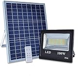CAFIEDR LED-Flutlicht, 100 W, LED-Solar-Flutlichter, für den Außenbereich von Dämmerung bis Morgendämmerung, Solarleuchten mit Fernbedienung, IP66 wasserdichte Solarstrahler für