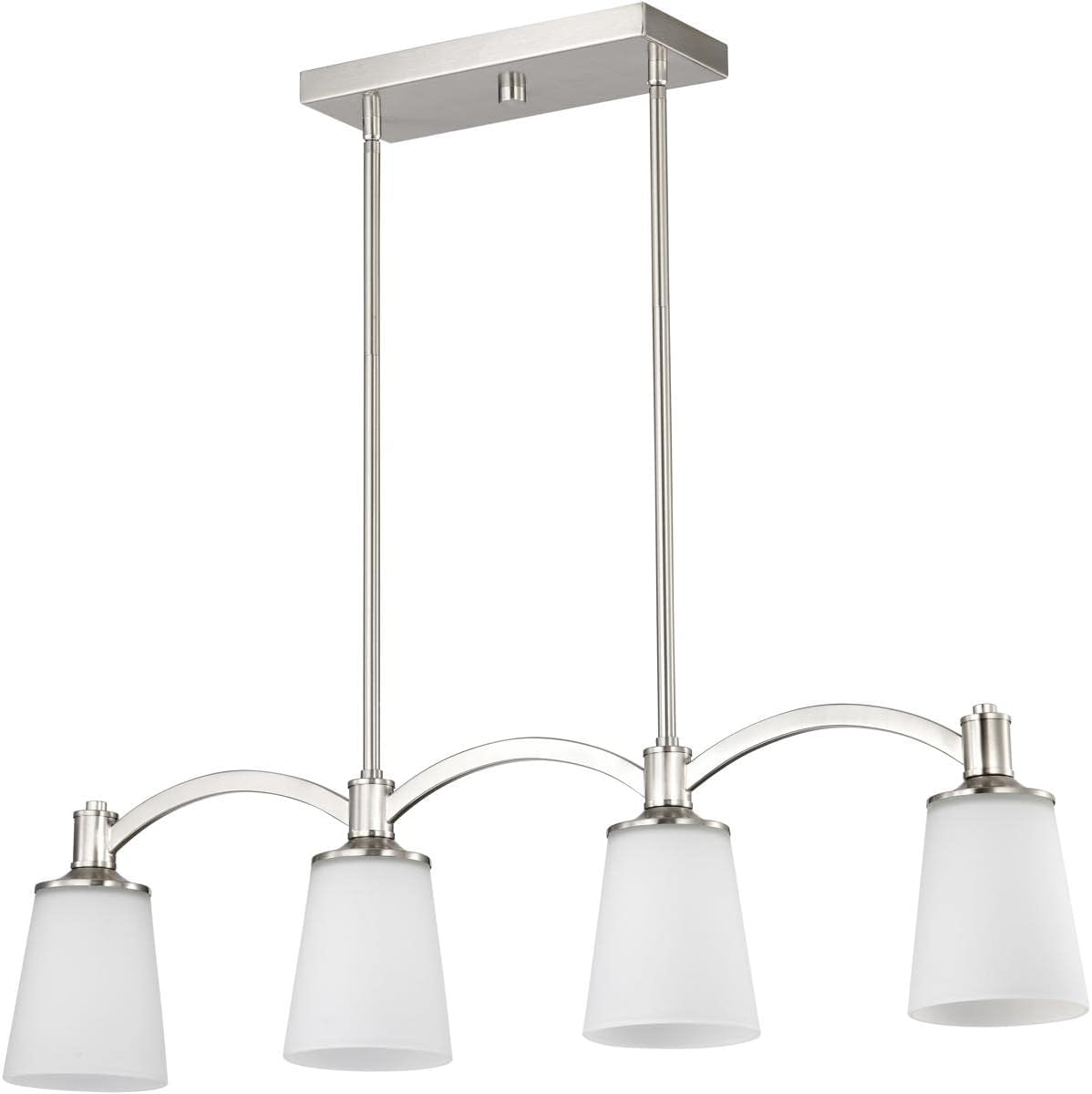 Nuvo Lighting 60/5875 Laguna 4 Light 60W A19 max. Medium Base Island Penant Trestle with White Glass, Brushed Nickel
