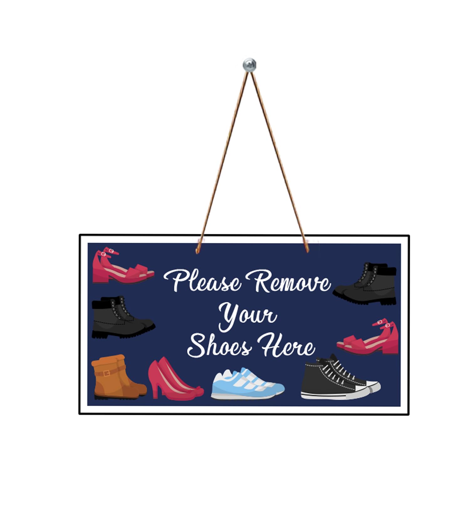 StarLaser Please Remove Your Shoes Here Wall Hanging | Front Door Hanging Sign Board For Shop, Office and Home Door Hanging-image-8