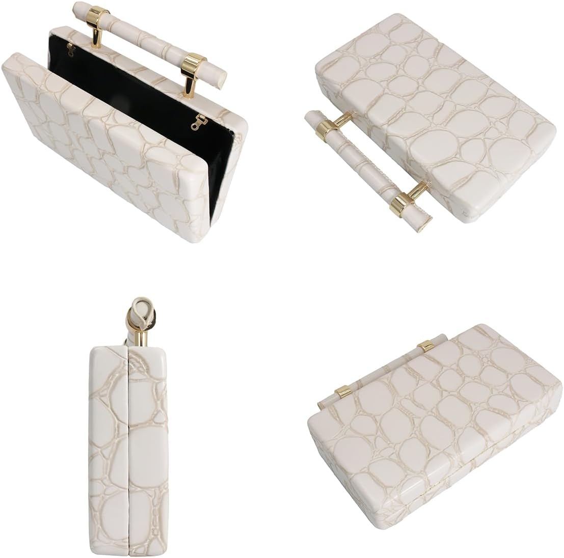 Women Faux Leather Evening Bag Stylish Gripe Clutch Handbag PU Shoulder Crossbody Bag for Party Formal Casual - Image 6