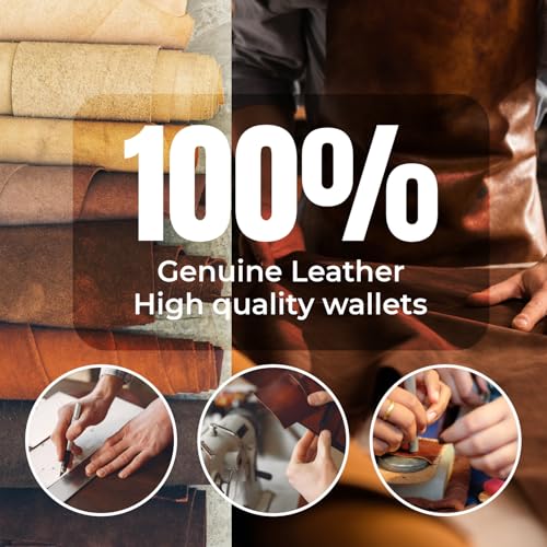 Leather Trifold Wallet for Men Black With 18 Credit Cards Extra Capacity Attached Flip Pockets RFID Blocking With Tough Stitching & 2 ID Window (3.5x5.12x0.79 Inch)4