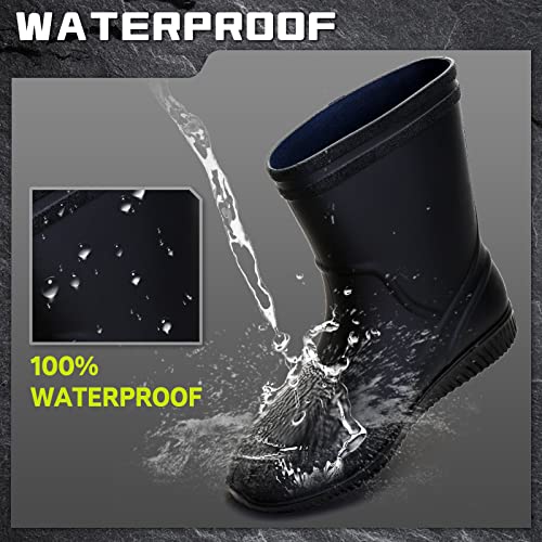 Rain Boots for Women，Waterproof Garden Rubber Boots, Non-slip Width Mid-Calf Comfort Short Boots, Ankle Rainboots Boots, Lightweight Platform Mud Boots Water Shoes for Outdoor Working Fishing2