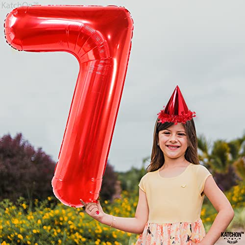Image of KatchOn, Giant Red Number 7 Balloon - 40 Inch | 7th Birthday Balloon