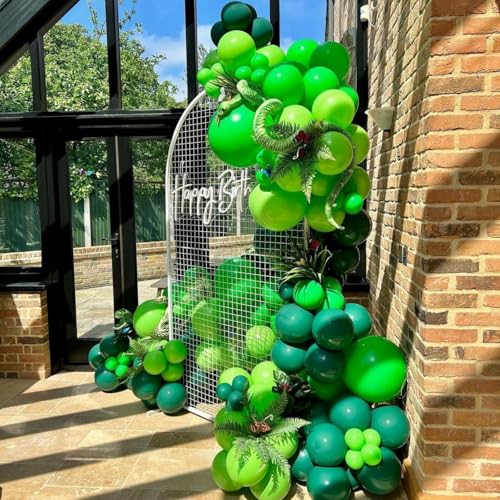 Image of Green Balloons Set, 65pcs 12in Dark Light Green Balloons, Green Confetti Latex Party Balloon for St. Patrick's Day Jungle Forest Themed Birthday Decorations