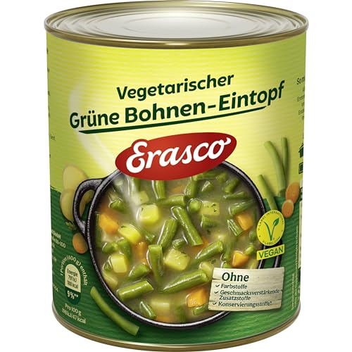Erasco-Gruene-Bohnen-Eintopf-vegetarisch-6-x-800g-In-rund-5-Minuten-fertig–Mit-viel-Gemuese–Ohne-Schnickschnack-Einfach-lecker