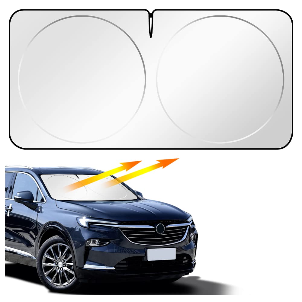 Car Windshield Sun Shade with Auto Expand,Thermal Insulated(5-Layer Newest Reflector)+Midline Opening,Front Window Shield Protector from UV Rays&Sun Heat (L(63x33.5inch))