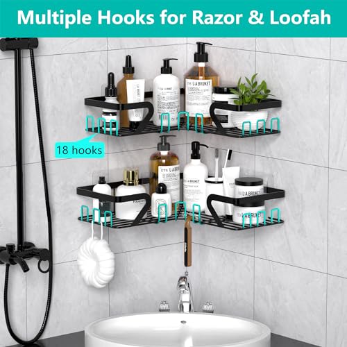 Kegii Corner Shower Caddy, Shower Corner Shelf, Bathroom Storage No Drilling, Adhesive Shampoo Organiser Rack, Bathroom Shelves Storage, Black Shower Accessories - Cosy Home Interiors Kegii Corner Shower Caddy, Shower Corner Shelf, Bathroom Storage No Drilling, Adhesive Shampoo Organiser Rack, Bathroom Shelves Storage, Black Shower Accessories - Image 5