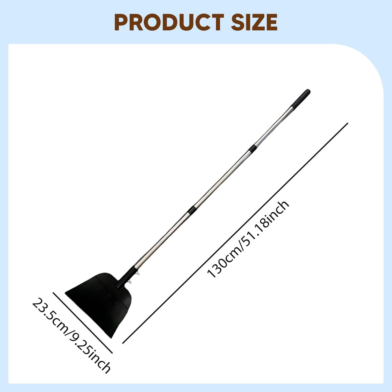 perfk Empujador de Nieve Plano para Limpieza de Jardines, Agarre cómodo, Herramienta Manual para Quitar Hielo de 51,18 Pulgadas, Mango Largo para,