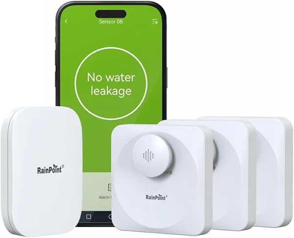 RainPoint WiFi Water Leak Detectors for Home - IP66 Waterproof Grade Water Sensor Leak Detector Kit with Hub, Powerful Alarm Siren, Includes 3 Water Alarm Leak Detectors & One WiFi Gateway Hub