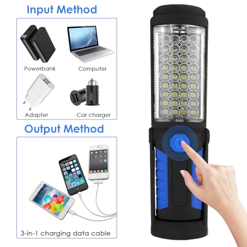LED Arbeitsleuchte Werkstattlampe, Taschenlampe Werkstatt Handlampe Inspektionsleuchten mit Magnet uend Haken Werkstatt Handlampe mit Magnet und Haken für Auto Reparatur Camping Notfall