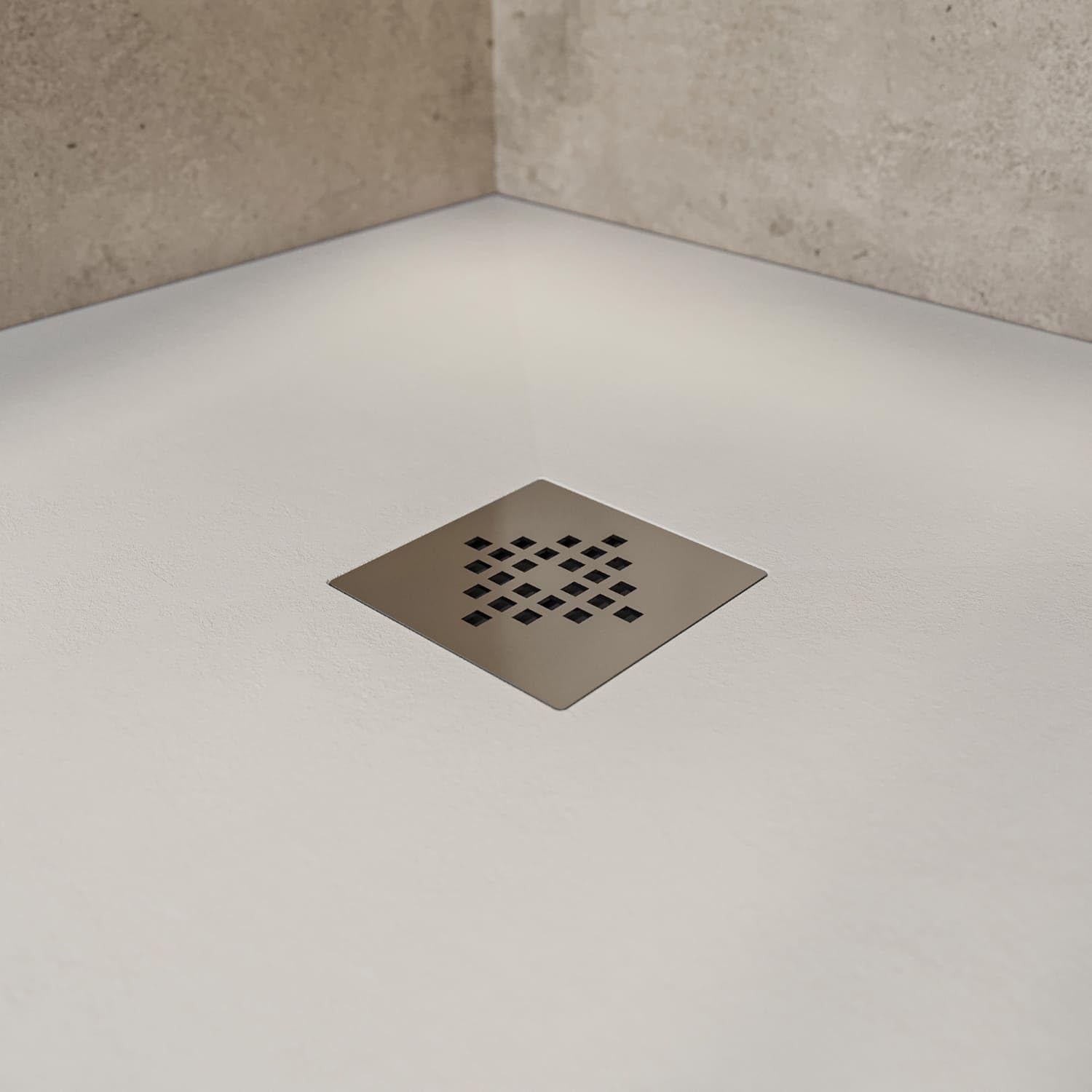 SoulHome Plato de Ducha Resina 220x100 Crema - Rejilla Standard | Antideslizante C3, Extraplano, Resina y carga mineral, Textura Liso Piedra, Antibacteriano, Gel-coat, Incluye válvula desagüe