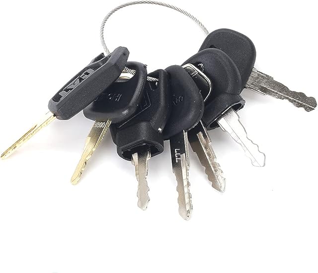 GAOHOU 7pcs Replacement Ignition Key Set Compatible for JCB CAT Komatsu 14603 14607 Plant Excavator Dumper Tractor Dozer Roller with Large Key Ring