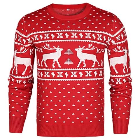 Uniexcosm Men's Red Christmas Jumper Cover