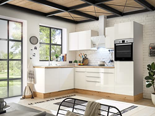 Respekta Marleen Küchenzeile, Holzwerkstoff, Weiß, 280 cm