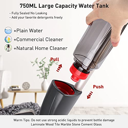 Bodenwischer mit Sprühfunktion, Homgif Sprühwischer Wischer mit Wassertank 360 Grad Rotierender...