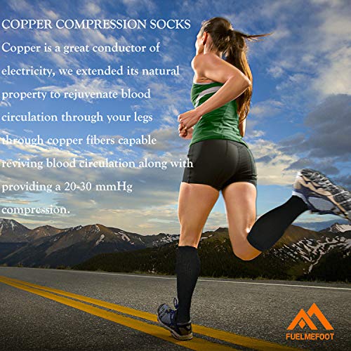 Image of FuelMeFoot 3 Pack Copper Compression Socks - Compression Socks Women & Men Circulation - Best for Medical,Running,Athletic