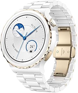 HUAWEI WATCH GT 3 Pro 43mm Smartwatch, Keramikgehäuse, Saphirglas, Tauch Modus,lange Akkulaufzeit, Herzfequenz- und SpO2 Überwachung,Menstruationszyklus Tracker, Deutsche Version, weißes Keramikband