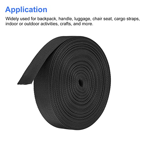 Image of MECCANIXITY Flat Nylon Webbing Strap 1 Inch 10 Yards Black for Backpack, Luggage-rack