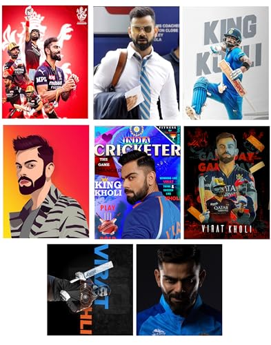 Image of Paper Virat Kohli Poster Set Of 8 12X8 Inch - Cricketers Posters - Rcb Posters For Wall - Motivation Posters - Team India Cricket Posters For Fans - Virat Kohli Cricket Posters For Wall Bedroom