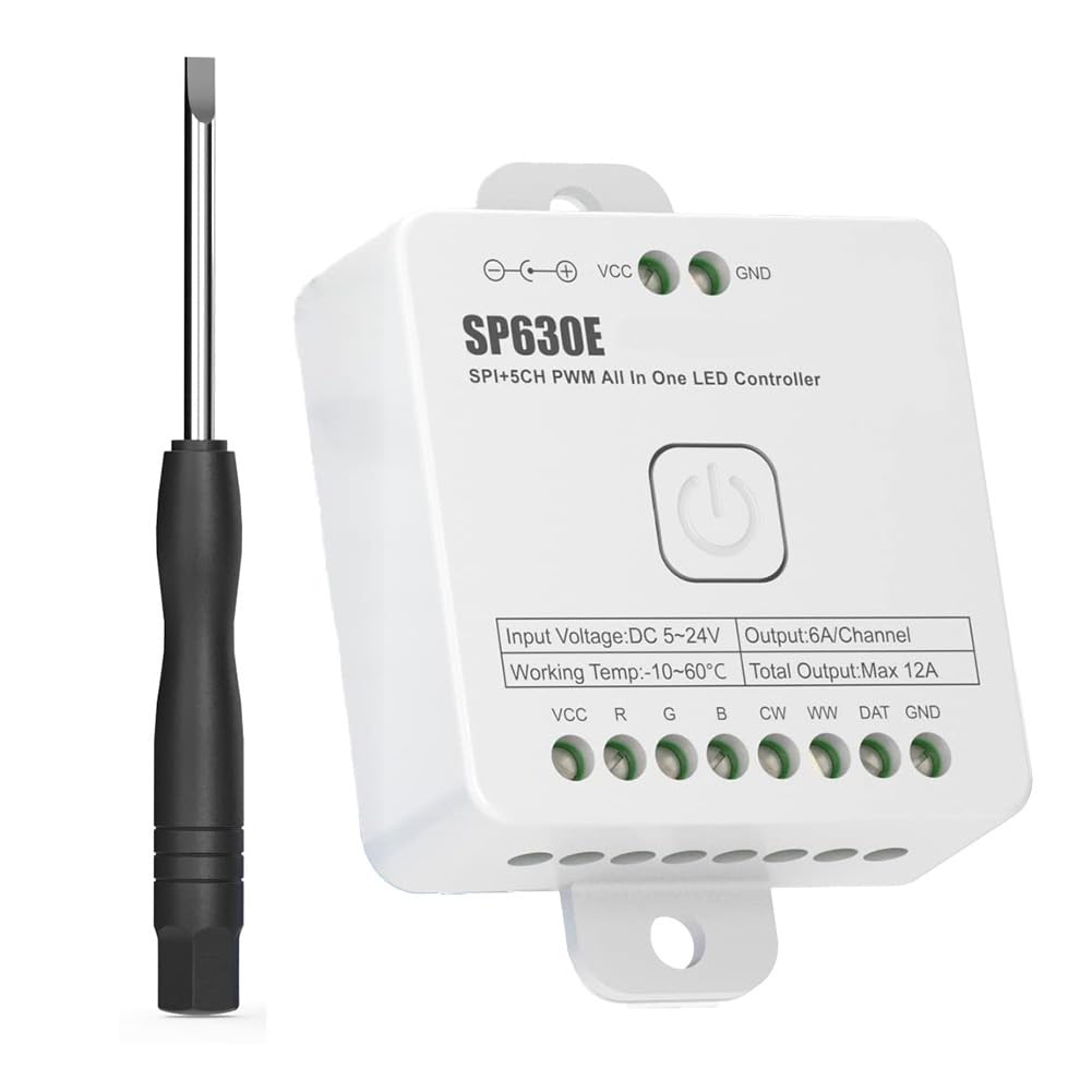 UDSKNV[KSL SP630E Music Bluetooth 5-In-1 Controller with PWM+SPI and RGB Multi-Functional Controller (5-24V)