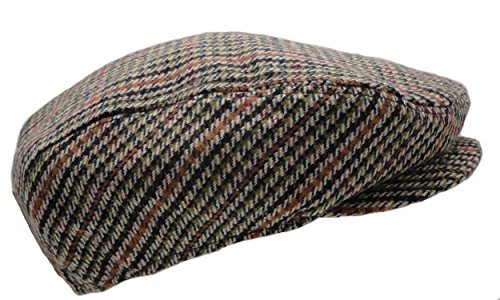 Image of Wonderful Fashion Men's Classic Herringbone Tweed Wool Blend Newsboy Ivy Hat (Large /X-Large, Charcoal)