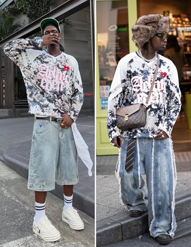 Aelfric Eden Mens Camouflage Patchwork Sweatshirt Oversized Long Sleeve Casual Y2k Streetwear Trendy Tops4