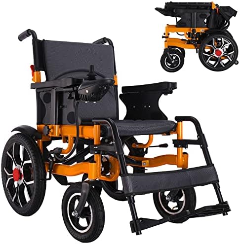 WISGING Foldable Electric Wheelchair Anti-Tipper 360°Joystick Motorized Wheelchair Portable Folding Carry Wheelchair, All Terrain Fold Up Power Wheel Chair for Seniors