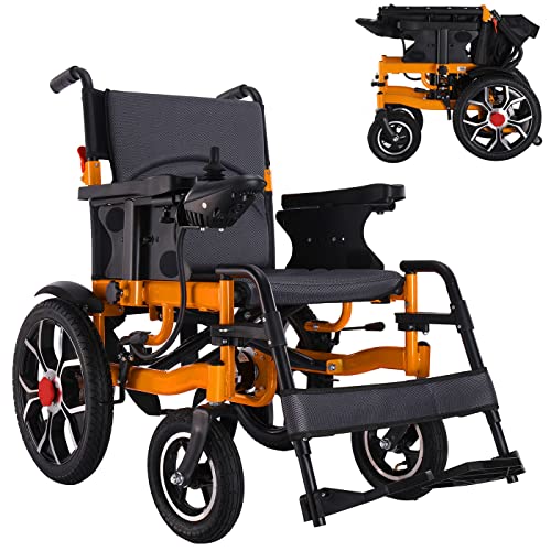 Wisging Foldable Electric Wheelchair Anti-Tipper 360°Joystick Motorized Wheelchair Portable Folding Carry Wheelchair, All Terrain Fold Up Power Wheel Chair For Seniors #TOP14