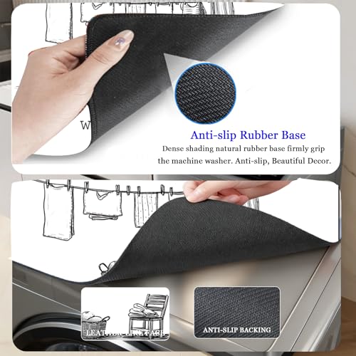 Image of Washer and Dryer Covers for the Top, Non-slip Dryer Top Protector Mat, Dust-proof Washing Machine Cover, 23.6 inch x 19.7 inch (illustration, 23.6 inch x 19.7 inch)