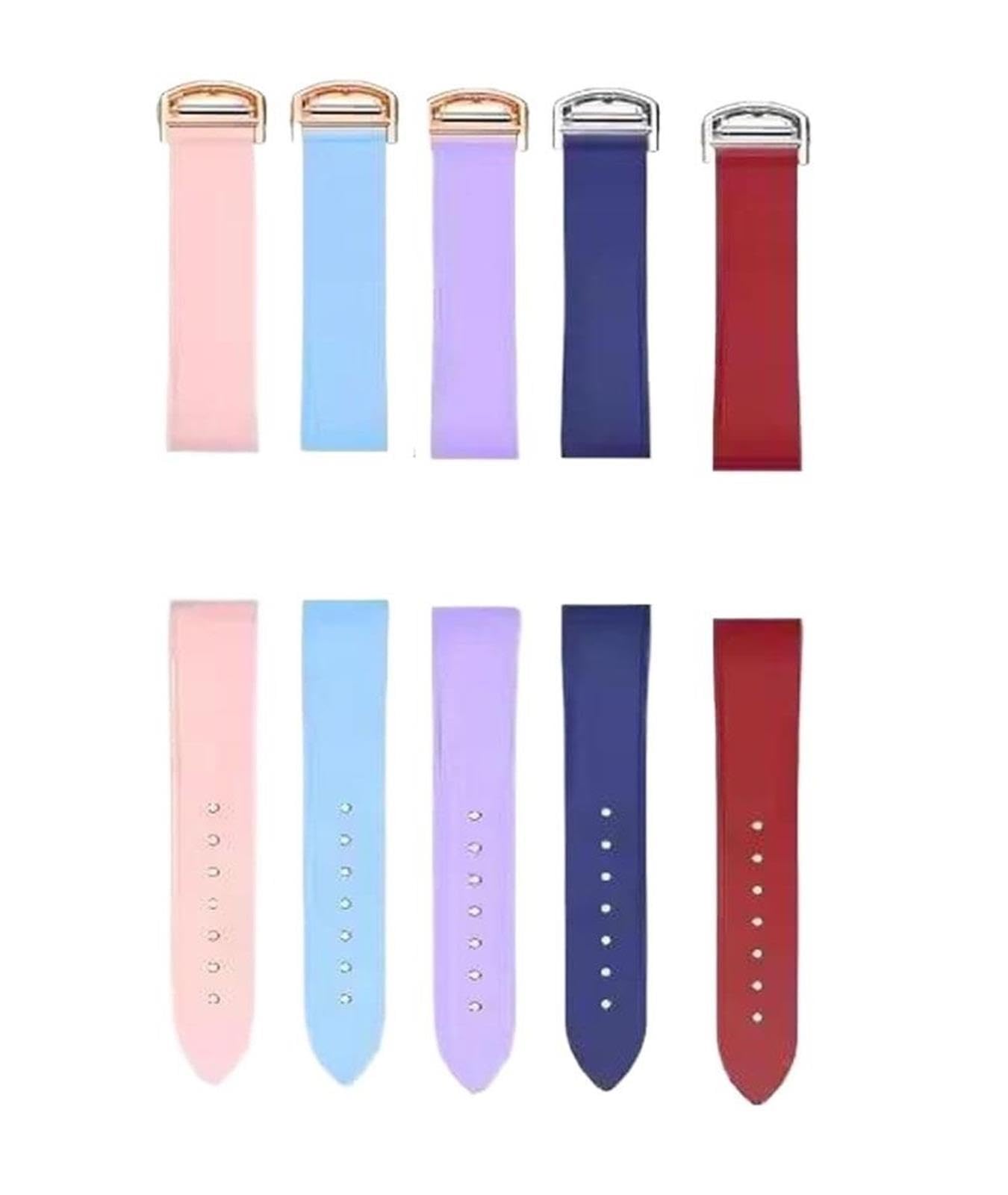 Correa de reloj de goma fluorada de liberación rápida, 19mm, Compatible con Cartier Santos FKM, pieza final de acero inoxidable, correa de muñeca impermeable