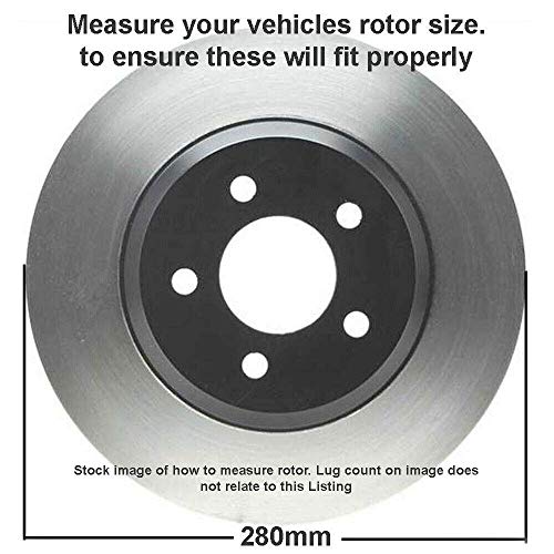 Image of Detroit Axle - Front Brake Kit for Volkswagen Jetta Golf City Beetle | Drilled & Slotted Brake Rotors and Ceramic Brake Pads Replacement 11.02 inch inch Rotors