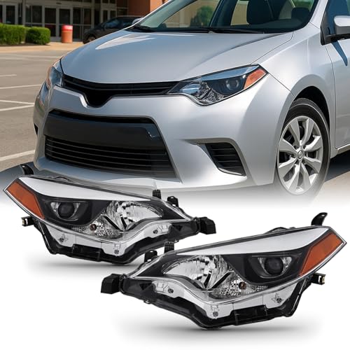 AKKON - For 2014 2015 2016 Toyota Corolla E170 Black Housing Build-In LED Proejector Headlight Lamp Assembly