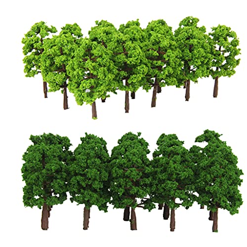 Hellery 40pcs Modellbau Bäume, Spur N Zug Eisenbahn Landschaft Gemischtes Bäume Modellbau Diorama Baum Architektur Bäume Modell Spielzeug - 1:150