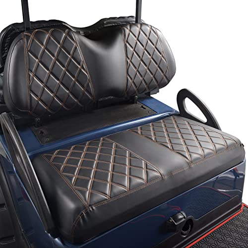 NOKINS Golf Cart Diamond Seat Covers Kit, Fit for Club Car Precedent OEM Standard Front Seat Cushion, Golf Cart Vinyl Seat Cover, No Nails Required (Black and Brown Stitching)