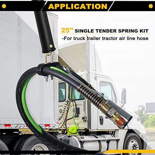 Kootans 15Ft 3 In 1 Abs 7 Way Electrical Cable And Rubber Air Line Hose Wrap Assembly With Glad Hands Extension Handles And 25" Tender Spring Kit For Semi Truck Trailer Tractor #TOP6
