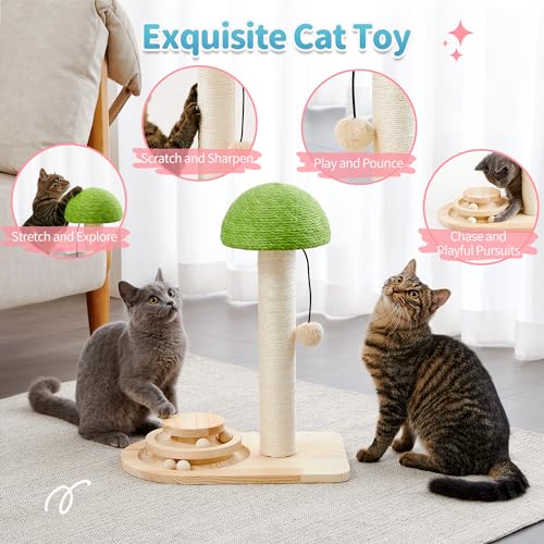 Rascador para gatos con diseño de hongo 20 pulgadas beige miniatura 2