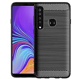 Galaxy A9 2018 Case, Galaxy A9 Star Pro Case, Rnicy Slim Shock Absorption Rubber Soft TPU Flexible Brushed Texture Protective Cover Case for Samsung Galaxy A9s 2018 (Black)