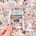 100pcs Girl's Pink Aesthetic Stickers, Vintage Retro Waterproof Vinyl Decal for Girl Teen Water Bottle Laptop Phone Adorable Decor Supplies Pink Party Suitable for Computer Skateboard Luggage