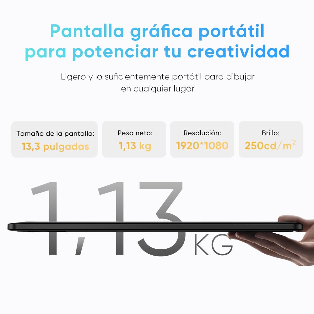 XPPen Artist 13.3 Pro V2 Tableta Gráfica con Pantalla con X3 Pro Chip Inteligente 16K Niveles de Presión, Tableta Gráfica Dibujo Digital con 8 Teclas y 1 Dial, Pantalla 99% sRGB Completamente Laminada