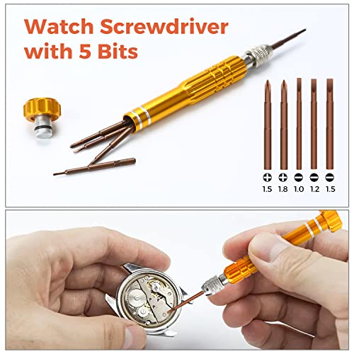 Image of Watch Repair Kit, Professional Watch Battery Replacement Tool Watchband Link & Back Remover Spring Bar Repairing Tool Kit (122)