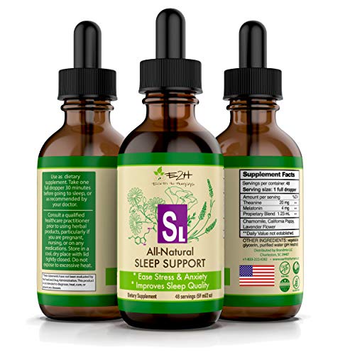 Natural Sleep Aid for Adults - Liquid Melatonin - Sleep Better, Deeper, Longer - Potent Herbal Supplement - Aids Sleeping, Provides Anxiety and Stress Relief - 48 Servings (3 Bottles)