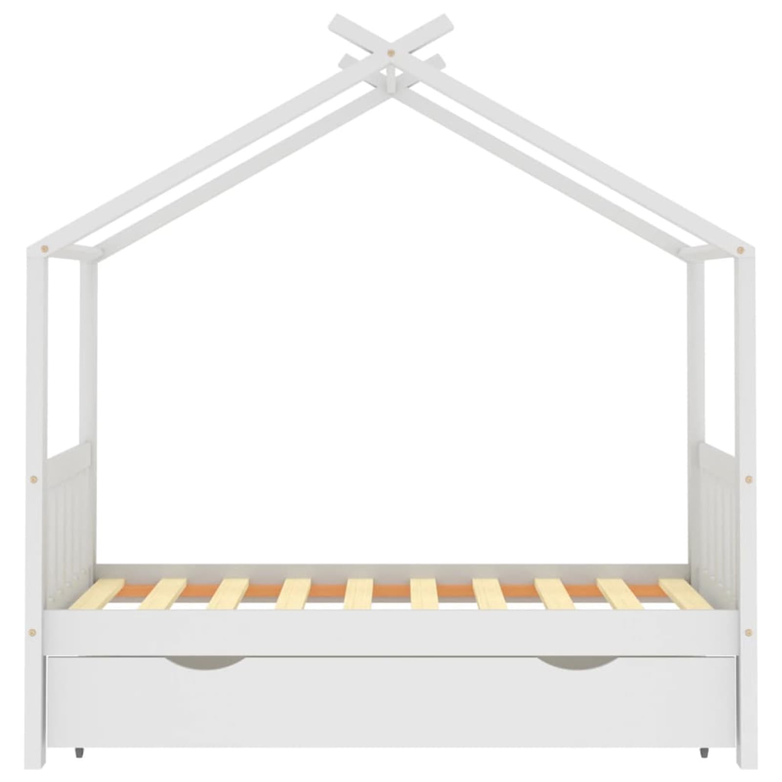 Festnight Kinderbett mit Schublade 80x160 cm Hausbett für Jungen & Mädchen ab 4 Jahren Kinder Bett Holz Jugendbett Massivholz Holzbett Bettgestell mit Lattenroste Bettrahmen Kinderzimmer Weiß