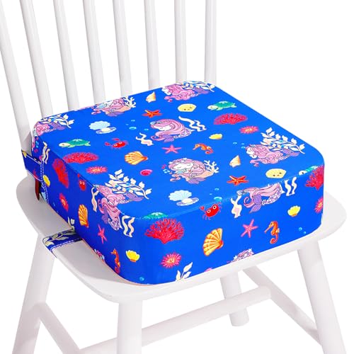 TOTIDYH Sitzerhöhung Stuhl Kind, Tragbare Sitzkissen Kinder, Waschbar & Zerlegbar KindersitzerhöHung mit 2 Sicherheitsgurten, Anti-Rutsch SitzerhöHung Kinder Stuhl, StuhlerhöHung Kind Booster Seat