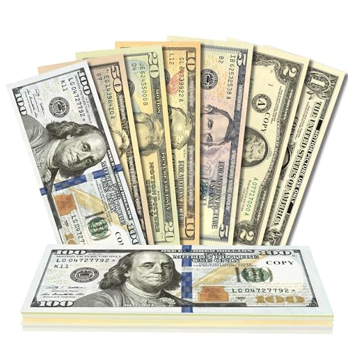 Alagoo 140 PCS Fake Money for Kids Pretend Play - Play Money for Teaching, Prop Money for Board Game, Moive, Magic