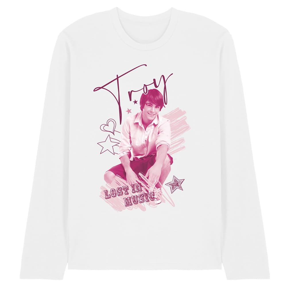 Disney Unisex White High School Musical Troy Long Sleeve T Shirt, Extra Large