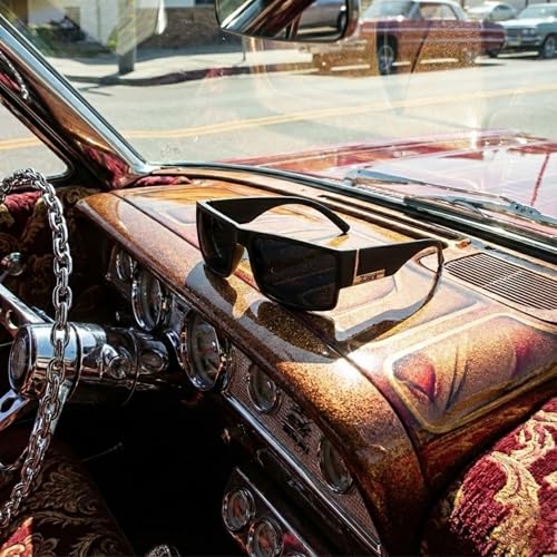 Image of Locs Mens Flat Top Gangster Sunglasses Black Silver Frame 91026
